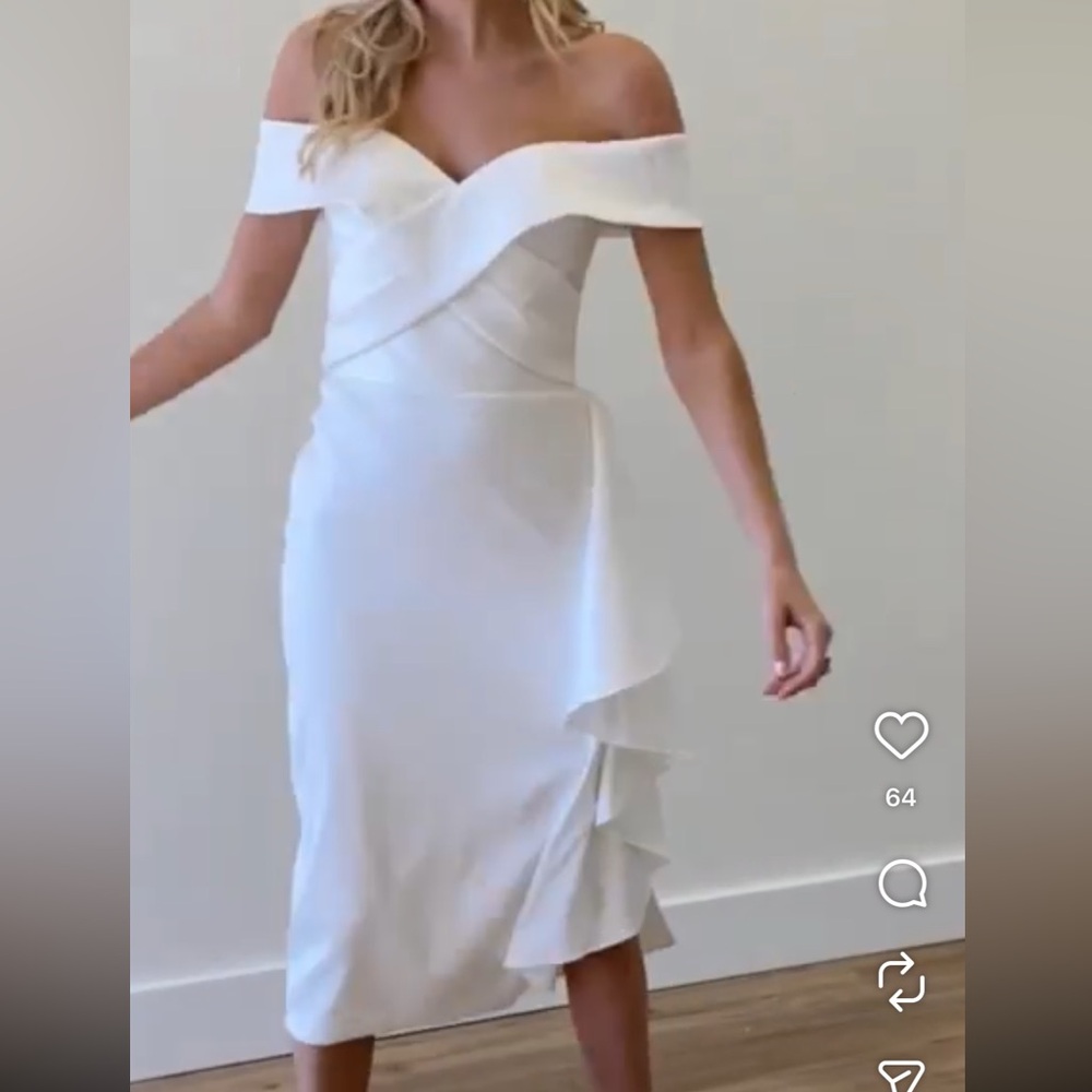 Watters Ivory Strapless Draped Cocktail Dress Bridal Occasion Dress - Picture 5 of 9